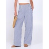 image:imageANRABESS Womens Striped Gingham Palazzo Pants  Wide Leg Smocked High Waisted Pajama Pants Lounge amp Casual Summer Fall Cute Pants with PocketsBlue White Stripe