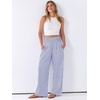 image:imageANRABESS Womens Striped Gingham Palazzo Pants  Wide Leg Smocked High Waisted Pajama Pants Lounge amp Casual Summer Fall Cute Pants with PocketsBlue White Stripe