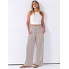 image:imageANRABESS Womens Striped Gingham Palazzo Pants  Wide Leg Smocked High Waisted Pajama Pants Lounge amp Casual Summer Fall Cute Pants with PocketsBrown White Stripe