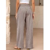 image:imageANRABESS Womens Striped Gingham Palazzo Pants  Wide Leg Smocked High Waisted Pajama Pants Lounge amp Casual Summer Fall Cute Pants with PocketsBrown White Plaid