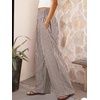 image:imageANRABESS Womens Striped Gingham Palazzo Pants  Wide Leg Smocked High Waisted Pajama Pants Lounge amp Casual Summer Fall Cute Pants with PocketsBrown White Plaid