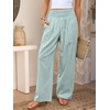 image:imageANRABESS Womens Striped Gingham Palazzo Pants  Wide Leg Smocked High Waisted Pajama Pants Lounge amp Casual Summer Fall Cute Pants with PocketsGreen White Plaid