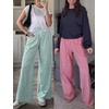 image:imageANRABESS Womens Striped Gingham Palazzo Pants  Wide Leg Smocked High Waisted Pajama Pants Lounge amp Casual Summer Fall Cute Pants with PocketsGreen White Plaid