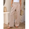 image:imageANRABESS Womens Striped Gingham Palazzo Pants  Wide Leg Smocked High Waisted Pajama Pants Lounge amp Casual Summer Fall Cute Pants with PocketsLight Brown White Plaid