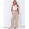 image:imageANRABESS Womens Striped Gingham Palazzo Pants  Wide Leg Smocked High Waisted Pajama Pants Lounge amp Casual Summer Fall Cute Pants with PocketsLight Brown White Stripe