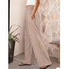 image:imageANRABESS Womens Striped Gingham Palazzo Pants  Wide Leg Smocked High Waisted Pajama Pants Lounge amp Casual Summer Fall Cute Pants with PocketsLight Brown White Plaid