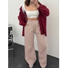 image:imageANRABESS Womens Striped Gingham Palazzo Pants  Wide Leg Smocked High Waisted Pajama Pants Lounge amp Casual Summer Fall Cute Pants with PocketsLight Brown White Plaid