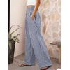 image:imageANRABESS Womens Striped Gingham Palazzo Pants  Wide Leg Smocked High Waisted Pajama Pants Lounge amp Casual Summer Fall Cute Pants with PocketsNavy Blue White Plaid
