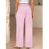 image:imageANRABESS Womens Striped Gingham Palazzo Pants  Wide Leg Smocked High Waisted Pajama Pants Lounge amp Casual Summer Fall Cute Pants with PocketsPink White Plaid