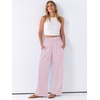 image:imageANRABESS Womens Striped Gingham Palazzo Pants  Wide Leg Smocked High Waisted Pajama Pants Lounge amp Casual Summer Fall Cute Pants with PocketsPink White Stripe