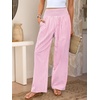 image:imageANRABESS Womens Striped Gingham Palazzo Pants  Wide Leg Smocked High Waisted Pajama Pants Lounge amp Casual Summer Fall Cute Pants with PocketsPink White Plaid