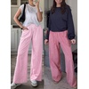 image:imageANRABESS Womens Striped Gingham Palazzo Pants  Wide Leg Smocked High Waisted Pajama Pants Lounge amp Casual Summer Fall Cute Pants with PocketsPink White Plaid