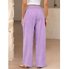 image:imageANRABESS Womens Striped Gingham Palazzo Pants  Wide Leg Smocked High Waisted Pajama Pants Lounge amp Casual Summer Fall Cute Pants with PocketsPurple White Plaid