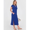 image:imageANRABESS Womens Summer Casual Polo V Neck Dresses  Short Sleeve Split Tshirt Maxi Dress with Pockets Soft WrinkleFree Loose Fit Beach Vacation Travel Outfit Summer ClothesRoyal Blue