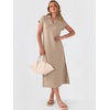 image:imageANRABESS Womens Summer Casual Polo V Neck Dresses  Short Sleeve Split Tshirt Maxi Dress with Pockets Soft WrinkleFree Loose Fit Beach Vacation Travel Outfit Summer ClothesAlmond