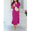 image:imageANRABESS Womens Summer Casual Polo V Neck Dresses  Short Sleeve Split Tshirt Maxi Dress with Pockets Soft WrinkleFree Loose Fit Beach Vacation Travel Outfit Summer ClothesHot Pink