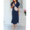 image:imageANRABESS Womens Summer Casual Polo V Neck Dresses  Short Sleeve Split Tshirt Maxi Dress with Pockets Soft WrinkleFree Loose Fit Beach Vacation Travel Outfit Summer ClothesNavy Blue