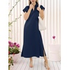 image:imageANRABESS Womens Summer Casual Polo V Neck Dresses  Short Sleeve Split Tshirt Maxi Dress with Pockets Soft WrinkleFree Loose Fit Beach Vacation Travel Outfit Summer ClothesNavy Blue
