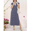 image:imageANRABESS Womens Summer Casual Polo V Neck Dresses  Short Sleeve Split Tshirt Maxi Dress with Pockets Soft WrinkleFree Loose Fit Beach Vacation Travel Outfit Summer ClothesBlue White Stripe