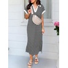 image:imageANRABESS Womens Summer Casual Polo V Neck Dresses  Short Sleeve Split Tshirt Maxi Dress with Pockets Soft WrinkleFree Loose Fit Beach Vacation Travel Outfit Summer ClothesBlack White Stripe