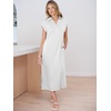 image:imageANRABESS Womens Summer Casual Polo V Neck Dresses  Short Sleeve Split Tshirt Maxi Dress with Pockets Soft WrinkleFree Loose Fit Beach Vacation Travel Outfit Summer ClothesWhite