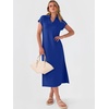 image:imageANRABESS Womens Summer Casual Polo V Neck Dresses  Short Sleeve Split Tshirt Maxi Dress with Pockets Soft WrinkleFree Loose Fit Beach Vacation Travel Outfit Summer ClothesRoyal Blue