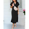 image:imageANRABESS Womens Summer Casual Polo V Neck Dresses  Short Sleeve Split Tshirt Maxi Dress with Pockets Soft WrinkleFree Loose Fit Beach Vacation Travel Outfit Summer ClothesBlack