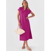 image:imageANRABESS Womens Summer Casual Polo V Neck Dresses  Short Sleeve Split Tshirt Maxi Dress with Pockets Soft WrinkleFree Loose Fit Beach Vacation Travel Outfit Summer ClothesHot Pink
