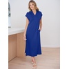 image:imageANRABESS Womens Summer Casual Polo V Neck Dresses  Short Sleeve Split Tshirt Maxi Dress with Pockets Soft WrinkleFree Loose Fit Beach Vacation Travel Outfit Summer ClothesRoyal Blue