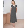 image:imageANRABESS Womens Summer Casual Polo V Neck Dresses  Short Sleeve Split Tshirt Maxi Dress with Pockets Soft WrinkleFree Loose Fit Beach Vacation Travel Outfit Summer ClothesBlack White Stripe