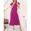 image:imageANRABESS Womens Summer Casual Polo V Neck Dresses  Short Sleeve Split Tshirt Maxi Dress with Pockets Soft WrinkleFree Loose Fit Beach Vacation Travel Outfit Summer ClothesHot Pink