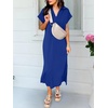 image:imageANRABESS Womens Summer Casual Polo V Neck Dresses  Short Sleeve Split Tshirt Maxi Dress with Pockets Soft WrinkleFree Loose Fit Beach Vacation Travel Outfit Summer ClothesRoyal Blue