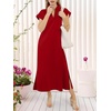 image:imageANRABESS Womens Summer Casual Polo V Neck Dresses  Short Sleeve Split Tshirt Maxi Dress with Pockets Soft WrinkleFree Loose Fit Beach Vacation Travel Outfit Summer ClothesRed
