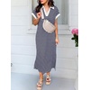 image:imageANRABESS Womens Summer Casual Polo V Neck Dresses  Short Sleeve Split Tshirt Maxi Dress with Pockets Soft WrinkleFree Loose Fit Beach Vacation Travel Outfit Summer ClothesBlue White Stripe