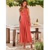 image:imageANRABESS Womens Summer Linen Wide Leg Sleeveless Jumpsuits  V Neck Cutout High Waist Rompers Breathable Lightweight Beach Vacation Pants Outfit Casual Dressy Fall Winter Resort WearPeach