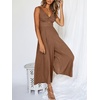 image:imageANRABESS Womens Summer Linen Wide Leg Sleeveless Jumpsuits  V Neck Cutout High Waist Rompers Breathable Lightweight Beach Vacation Pants Outfit Casual Dressy Fall Winter Resort WearBrown