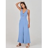 image:imageANRABESS Womens Summer Linen Wide Leg Sleeveless Jumpsuits  V Neck Cutout High Waist Rompers Breathable Lightweight Beach Vacation Pants Outfit Casual Dressy Fall Winter Resort WearSky Blue