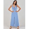 image:imageANRABESS Womens Summer Linen Wide Leg Sleeveless Jumpsuits  V Neck Cutout High Waist Rompers Breathable Lightweight Beach Vacation Pants Outfit Casual Dressy Fall Winter Resort WearSky Blue