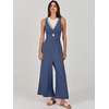 image:imageANRABESS Womens Summer Linen Wide Leg Sleeveless Jumpsuits  V Neck Cutout High Waist Rompers Breathable Lightweight Beach Vacation Pants Outfit Casual Dressy Fall Winter Resort WearDeep Blue
