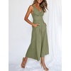 image:imageANRABESS Womens Summer Linen Wide Leg Sleeveless Jumpsuits  V Neck Cutout High Waist Rompers Breathable Lightweight Beach Vacation Pants Outfit Casual Dressy Fall Winter Resort WearOlive