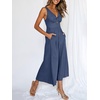image:imageANRABESS Womens Summer Linen Wide Leg Sleeveless Jumpsuits  V Neck Cutout High Waist Rompers Breathable Lightweight Beach Vacation Pants Outfit Casual Dressy Fall Winter Resort WearDeep Blue