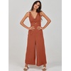 image:imageANRABESS Womens Summer Linen Wide Leg Sleeveless Jumpsuits  V Neck Cutout High Waist Rompers Breathable Lightweight Beach Vacation Pants Outfit Casual Dressy Fall Winter Resort WearRust