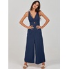 image:imageANRABESS Womens Summer Linen Wide Leg Sleeveless Jumpsuits  V Neck Cutout High Waist Rompers Breathable Lightweight Beach Vacation Pants Outfit Casual Dressy Fall Winter Resort WearBlue