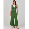 image:imageANRABESS Womens Summer Linen Wide Leg Sleeveless Jumpsuits  V Neck Cutout High Waist Rompers Breathable Lightweight Beach Vacation Pants Outfit Casual Dressy Fall Winter Resort WearGreen
