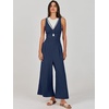 image:imageANRABESS Womens Summer Linen Wide Leg Sleeveless Jumpsuits  V Neck Cutout High Waist Rompers Breathable Lightweight Beach Vacation Pants Outfit Casual Dressy Fall Winter Resort WearBlue