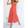 image:imageANRABESS Womens Summer Linen Wide Leg Sleeveless Jumpsuits  V Neck Cutout High Waist Rompers Breathable Lightweight Beach Vacation Pants Outfit Casual Dressy Fall Winter Resort WearPeach