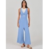 image:imageANRABESS Womens Summer Linen Wide Leg Sleeveless Jumpsuits  V Neck Cutout High Waist Rompers Breathable Lightweight Beach Vacation Pants Outfit Casual Dressy Fall Winter Resort WearSky Blue