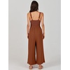 image:imageANRABESS Womens Summer Linen Wide Leg Sleeveless Jumpsuits  V Neck Cutout High Waist Rompers Breathable Lightweight Beach Vacation Pants Outfit Casual Dressy Fall Winter Resort WearCaramel