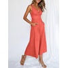 image:imageANRABESS Womens Summer Linen Wide Leg Sleeveless Jumpsuits  V Neck Cutout High Waist Rompers Breathable Lightweight Beach Vacation Pants Outfit Casual Dressy Fall Winter Resort WearPeach