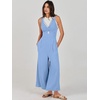 image:imageANRABESS Womens Summer Linen Wide Leg Sleeveless Jumpsuits  V Neck Cutout High Waist Rompers Breathable Lightweight Beach Vacation Pants Outfit Casual Dressy Fall Winter Resort WearSky Blue